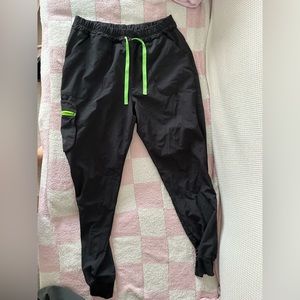 Black and Neon Green Scrub Joggers